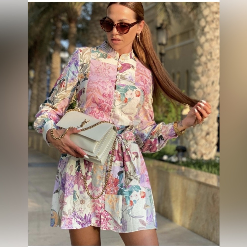 ZARA FLORAL PRINT MINI DRESS MULTICOLOR
